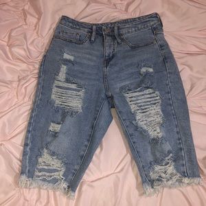 denim ripped shorts